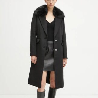 Guess Women's Black Lapel Collar Coat