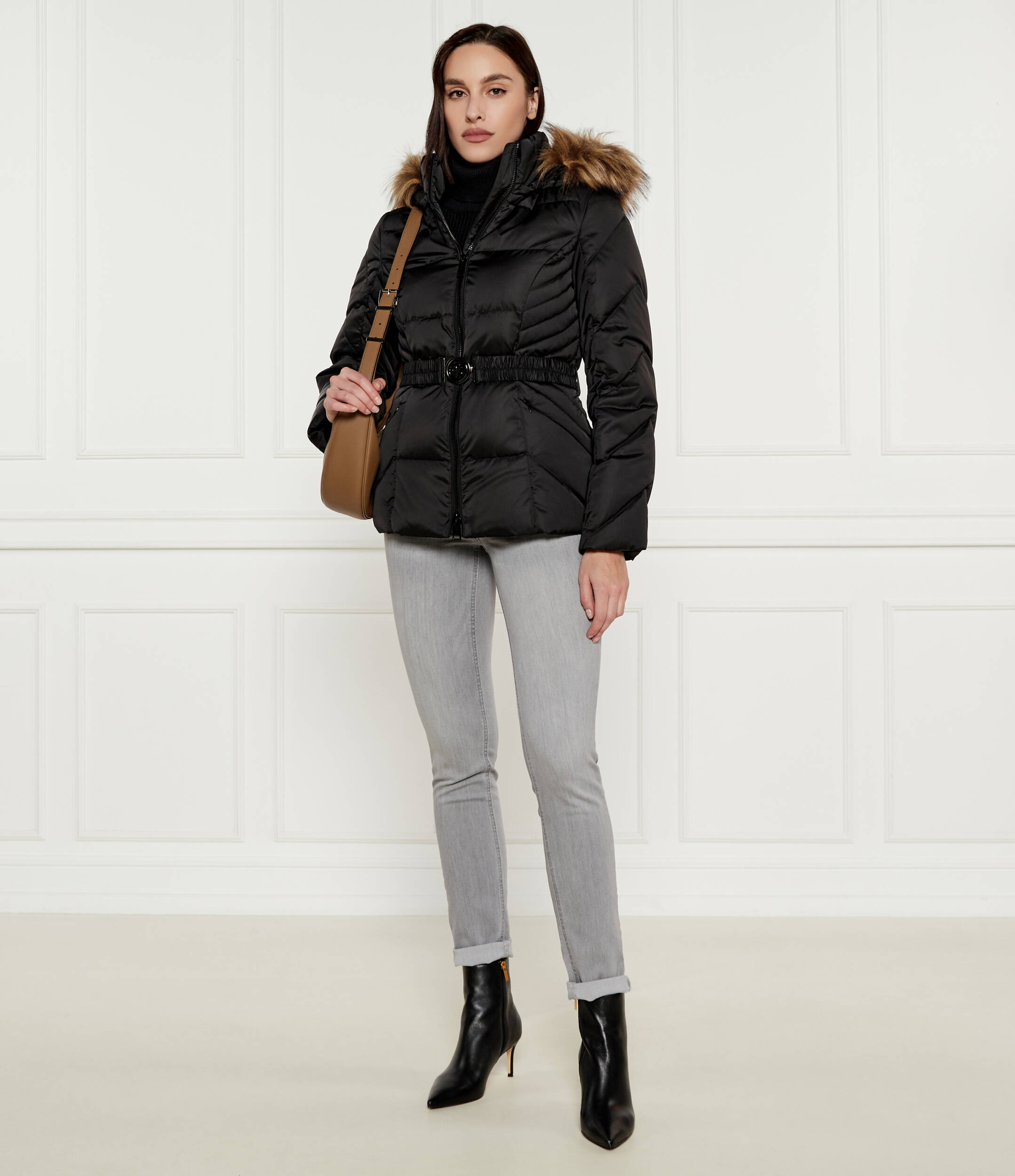 Guess Women's Black Hooded Zip-Up Jacket for Fall/Winter - Image 3