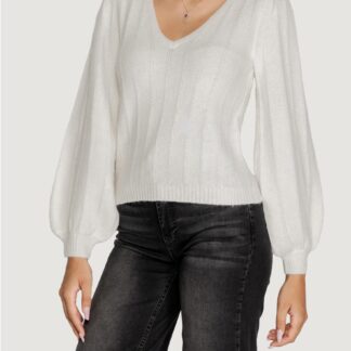 Guess Women’s White V-Neck Knitwear Sweater