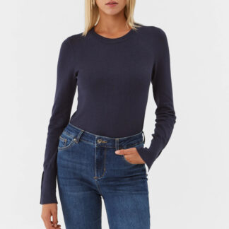 Guess Women’s Blue Plain Knitwear with Round Neck