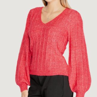 Guess Women’s Red V-Neck Knitwear Sweater