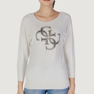 Guess Women's White Knitwear with Long Sleeves and Round Neck