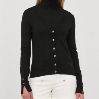 GUESS Women's Black V-Neck Button-Up Cardigan