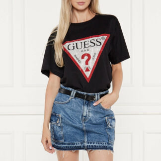 Guess Women’s Black Printed Knitwear with Round Neck