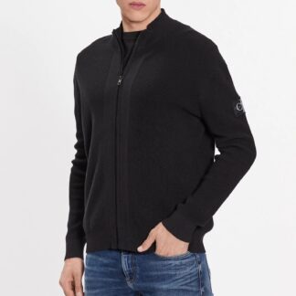 Calvin Klein Jeans Men's Black Turtleneck Knitwear with Zip