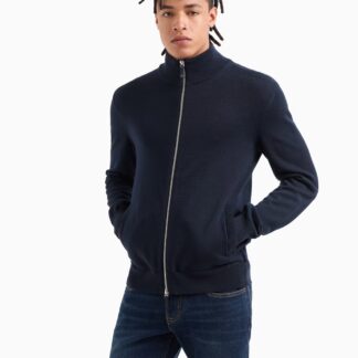 Armani Exchange Men's Blue Cardigan with Zip