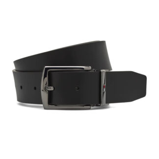 Tommy Hilfiger Men's Black Leather Belt with Buckle