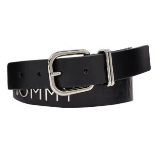 Tommy Hilfiger Women's Black Leather Belt with Buckle