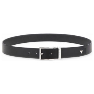 Guess Men's Black Leather Belt with Classic Buckle