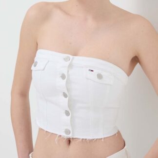 Tommy Hilfiger Jeans Women's White Button-Up Top for Spring/Summer