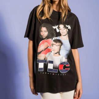 Tommy Hilfiger Women's Black Printed Cotton T-Shirt