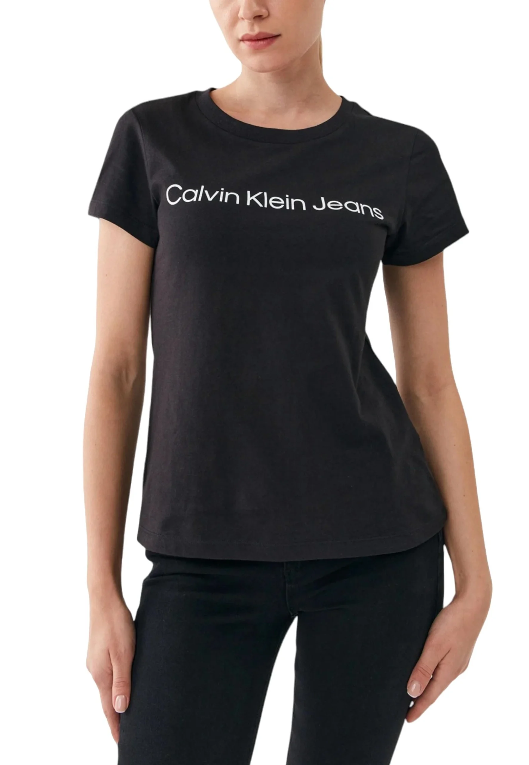 Calvin Klein Jeans Women’s White and Black Plain T-Shirt - Image 3